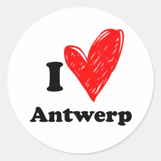 Ik hou van Antwerpen Ronde Sticker (Voorkant)