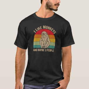 Ik hou van apen en misschien 3 mensen Monkey Graph T-shirt