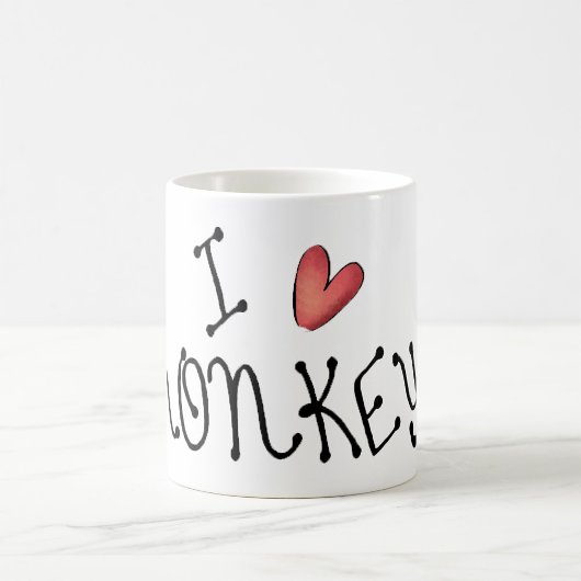 Ik hou van apen, leuke handgeschreven typografie koffiemok