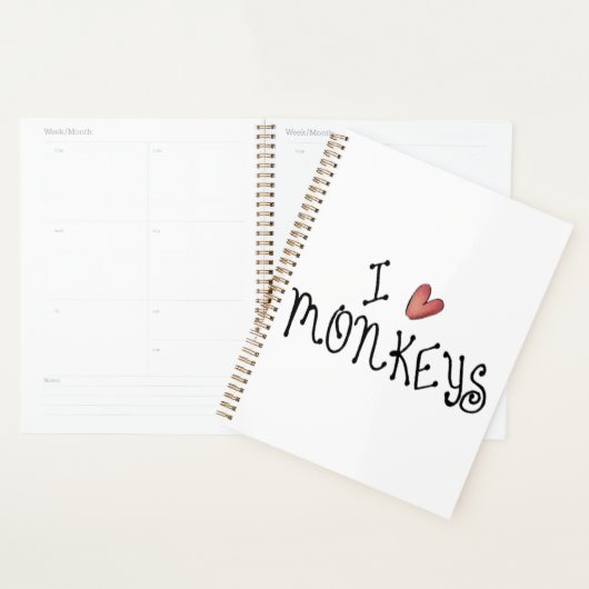 Ik hou van apen Schattigee handgeschreven typograf Planner (Display)