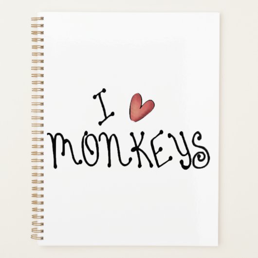 Ik hou van apen Schattigee handgeschreven typograf Planner (Voorkant)