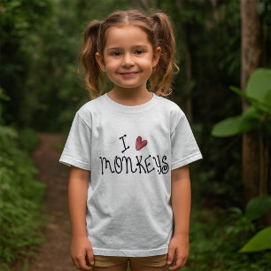 Ik hou van apen Schattigee handgeschreven typograf T-shirt