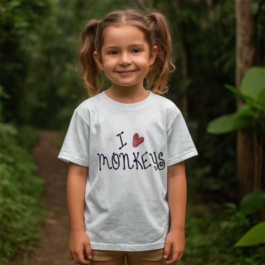 Ik hou van apen Schattigee handgeschreven typograf T-shirt