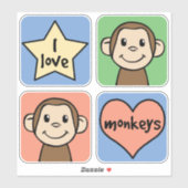 Ik hou van apen sticker (Vel)