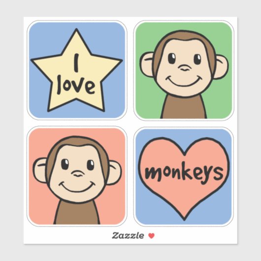 Ik hou van apen sticker (Vel)