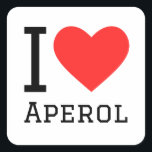 Ik hou van aperol vierkante sticker<br><div class="desc">Ik hou van aperol,  voor drink liefhebbers</div>