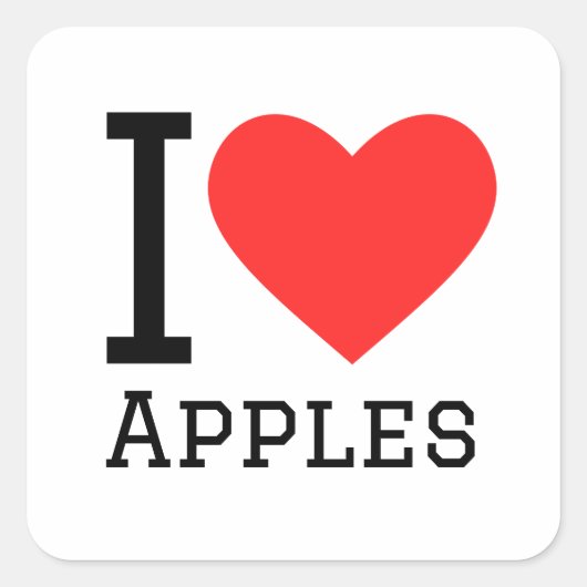 Ik hou van appels vierkante sticker (Voorkant)