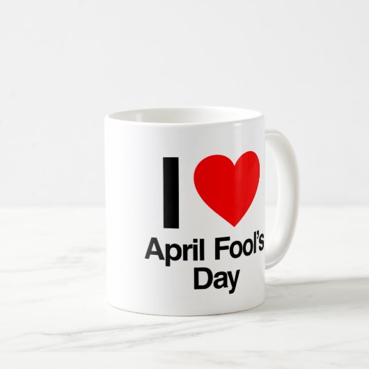 Ik hou van April Fool's Day Koffiemok (Voorkant rechts)