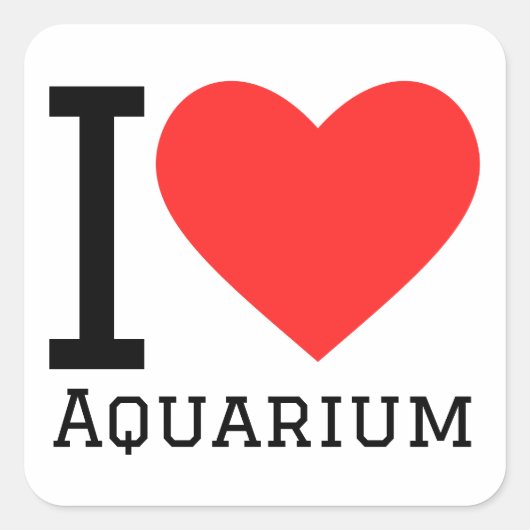 Ik hou van aquarium vierkante sticker (Voorkant)