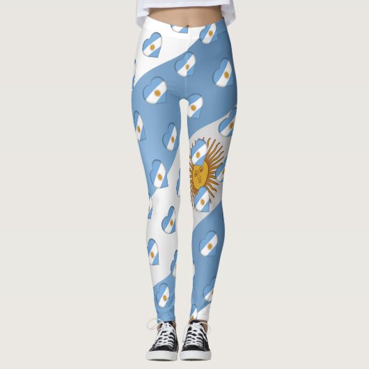 Ik hou van Argentinië Vlag van Argentinië Hearts P Leggings (Voorkant)
