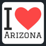 Ik hou van Arizona Vierkante Sticker<br><div class="desc">Ik hou van Arizona,  voor liefhebbers van de VS</div>