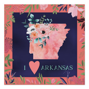 Ik hou van Arkansas, waterverf bloemen, Perfect Poster