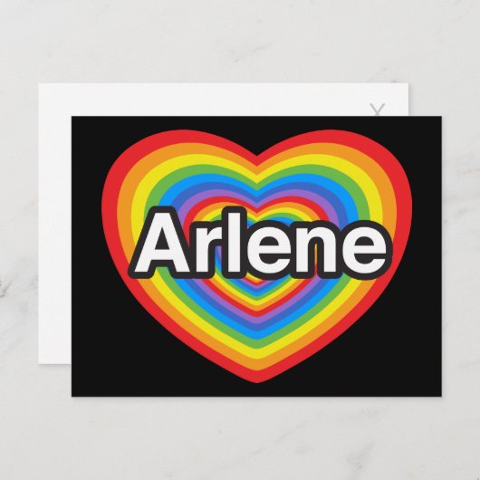 Ik hou van Arlene. Ik hou van je Arlene. Hart Briefkaart (Voorkant / Achterkant)