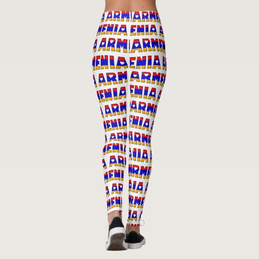 Ik hou van Armeense vlagkleuren Typografie Patroon Leggings (Achterkant)