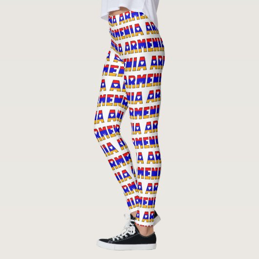 Ik hou van Armeense vlagkleuren Typografie Patroon Leggings (Links)