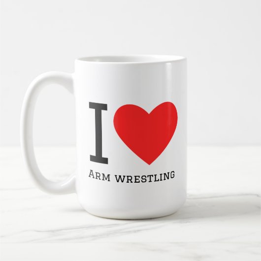 Ik hou van armworstelen koffiemok (Links)