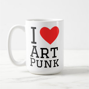 Ik hou van art punk vierkante sticker koffiemok