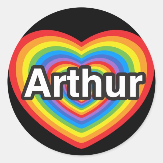 Ik hou van Arthur. Ik hou van je Arthur. Hart Ronde Sticker (Voorkant)