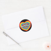 Ik hou van Arthur. Ik hou van je Arthur. Hart Ronde Sticker (Envelop)