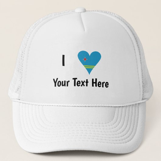 Ik hou van (Aruba Hart Vlag) Persoonlijk  Trucker Pet (Voorkant)