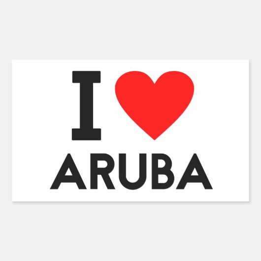 Ik hou van Aruba, land natie hartsymbool tekst Rechthoekige Sticker (Voorkant)