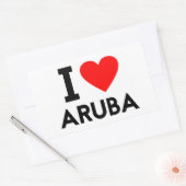 Ik hou van Aruba, land natie hartsymbool tekst Rechthoekige Sticker (Envelop)