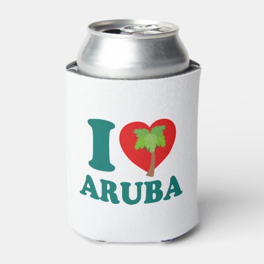 Ik hou van Aruba palmboom Blikjeskoeler (Blikje Voorkant)