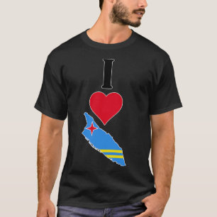 Ik hou van Aruba Verticaal Ik hart Aruba Land Vlag T-shirt