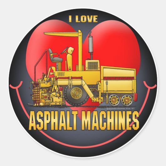Ik hou van asfaltbestratingsmachines Kinder Sticke Ronde Sticker (Voorkant)