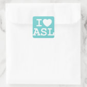 Ik hou van ASL (kleur) Vierkante Sticker (Tas)