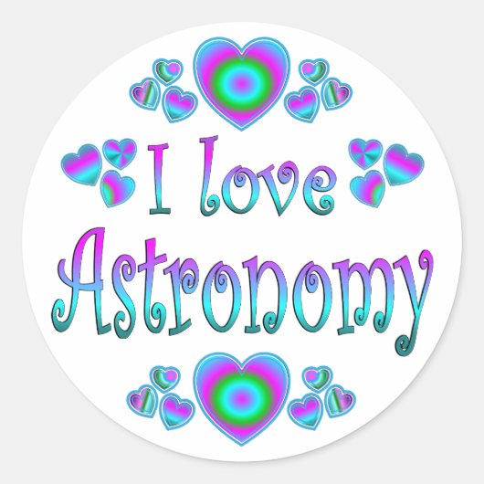 Ik hou van astronomie ronde sticker (Voorkant)