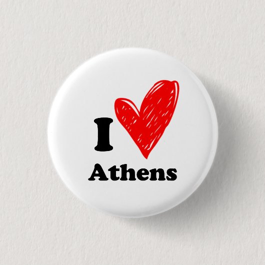 Ik hou van Athene Ronde Button 3,2 Cm (Voorkant)