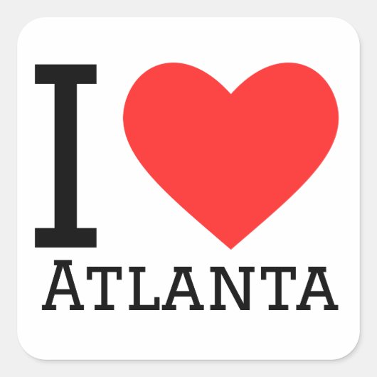 Ik hou van Atlanta Vierkante Sticker (Voorkant)