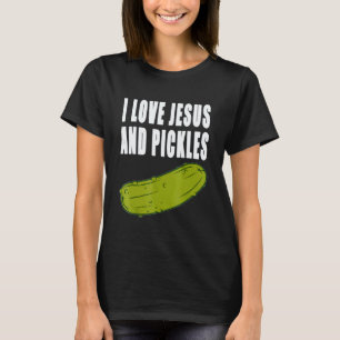 Ik hou van augurken en Jezus Funny Vegan augurken T-shirt