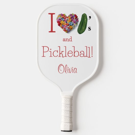 Ik hou van augurken & Pickleball gepersonaliseerd Pickleball Paddle (Achterkant)