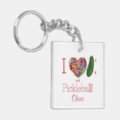 Ik hou van augurken & Pickleball gepersonaliseerd Sleutelhanger (Voorkant Links)