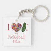 Ik hou van augurken & Pickleball gepersonaliseerd Sleutelhanger (Achterkant)