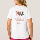Ik hou van augurken & Pickleball gepersonaliseerd T-shirt (Achterkant)