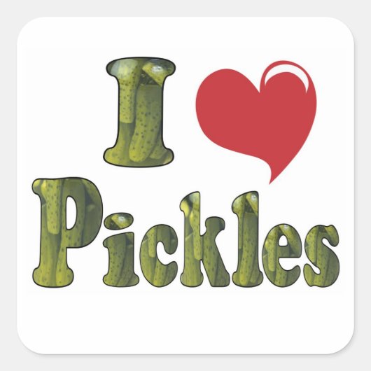 Ik hou van augurken vierkante sticker (Voorkant)