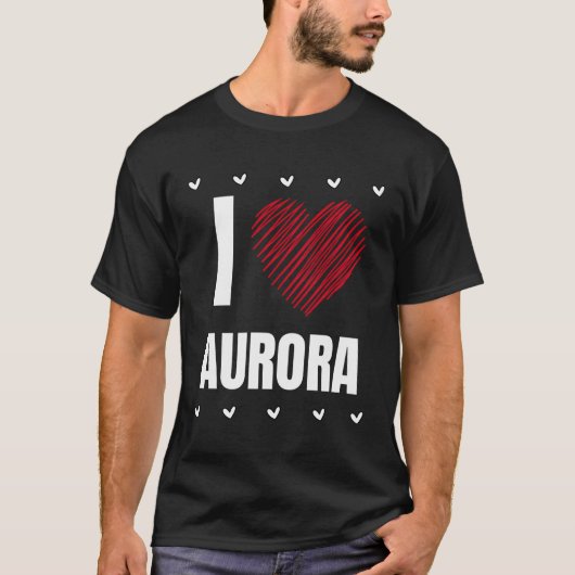 Ik hou van Aurora Cool Naam Rood Hart Grappige Per T-shirt (Voorkant)