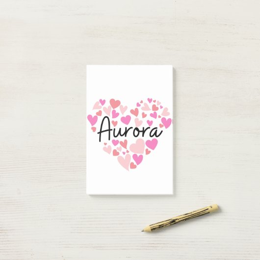 Ik hou van Aurora Post-it® Notes (Op bureau)