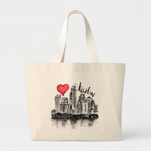 Ik hou van Austin Grote Tote Bag (Voorkant)