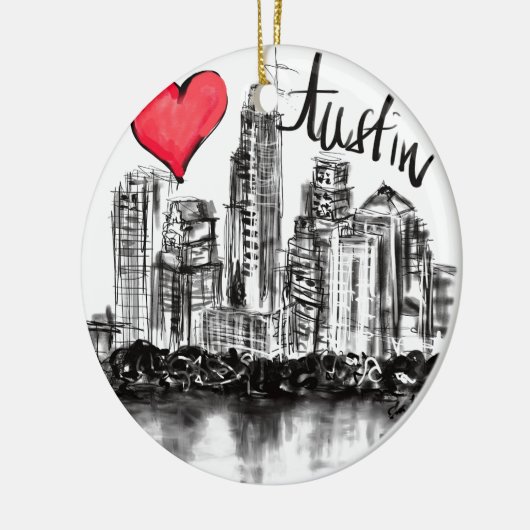 Ik hou van Austin Keramisch Ornament (Links)