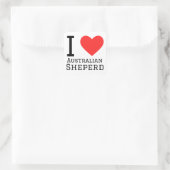 Ik hou van Australian Shepherd Vierkante Sticker (Tas)