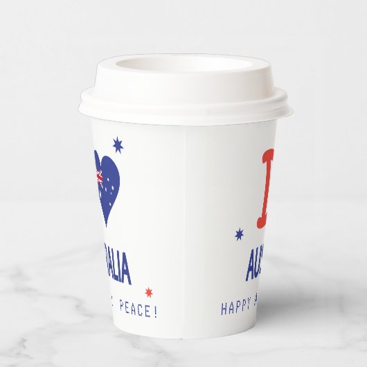 "Ik hou van AUSTRALIË" Australië Dag 26 januari Papieren Bekers (Rechts)