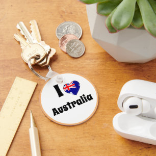 Ik hou van Australië en hart - land, reizen/sport Sleutelhanger