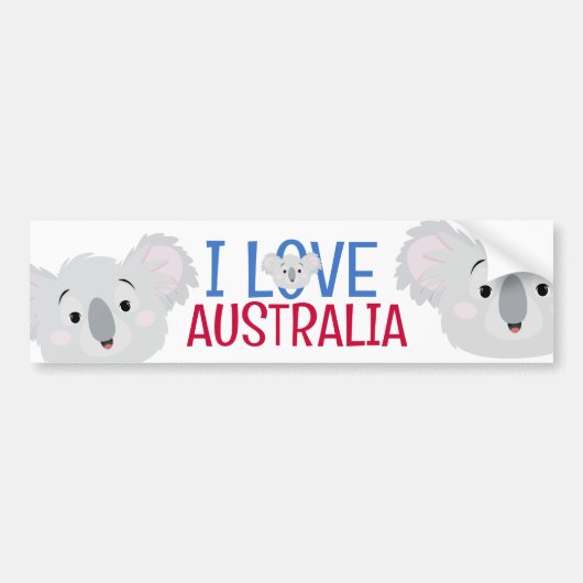Ik hou van Australië grijs Koala Beer Bumpersticker (Voorkant)