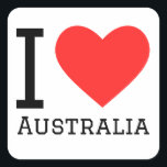 Ik hou van Australië Vierkante Sticker<br><div class="desc">Ik hou van Australië,  voor liefhebbers van Oceanië</div>