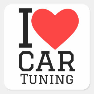 Ik hou van auto tuning vierkante sticker