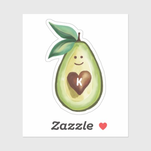 Ik hou van avocado monogram avocado hart karakter sticker (Vel)